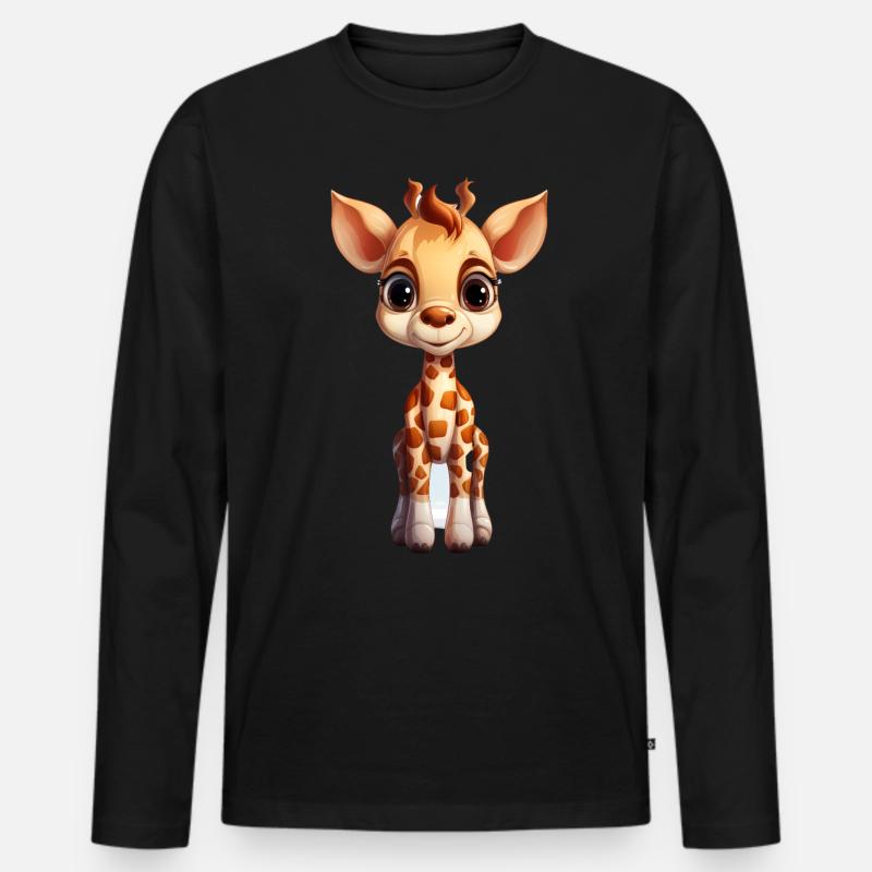 Cute Giraffe Baby - Männer Premium Bio Langarmshirt - Schwarz