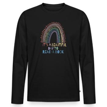 Schule Lesen Lehrer Schüler Geschenkidee - Männer Premium Bio Langarmshirt - Schwarz - Vorne - Nico (187cm)