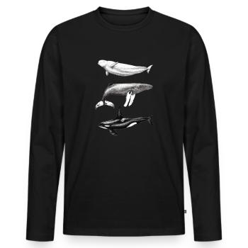 Beluga-Delphin, Buckelwal und Buckelwal - Männer Premium Bio Langarmshirt - Schwarz - Vorne - Nico (187cm)