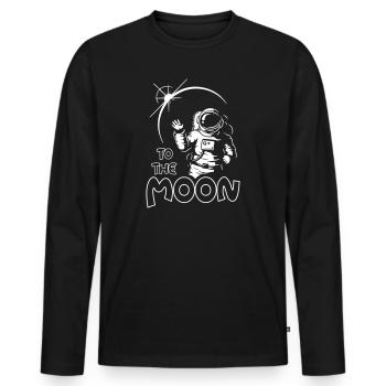 To The Moon - Männer Premium Bio Langarmshirt - Schwarz - Vorne - Nico (187cm)