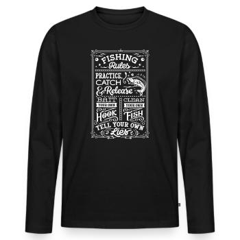 Fishing Rules - Männer Premium Bio Langarmshirt - Schwarz - Vorne - Nico (187cm)