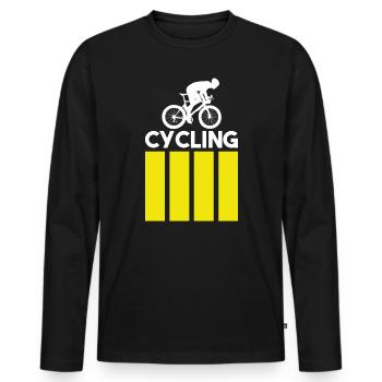 Cycling - Modern - Männer Premium Bio Langarmshirt - Schwarz - Vorne - Nico (187cm)