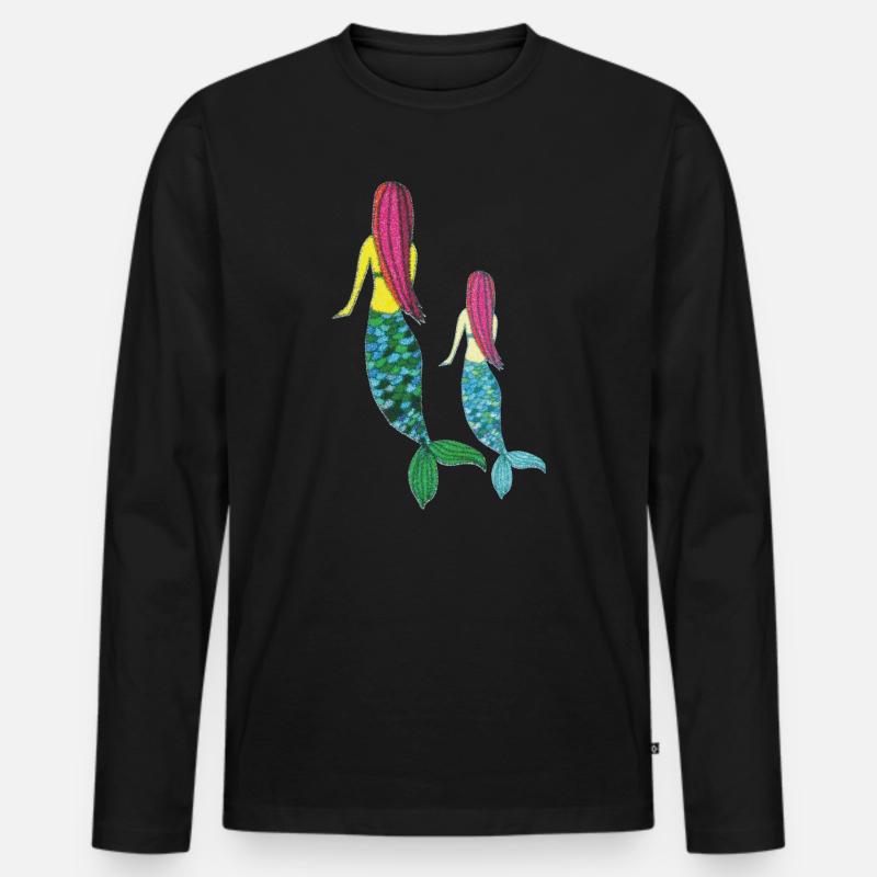 meerjungrau mutter tochter - Männer Premium Bio Langarmshirt - Schwarz