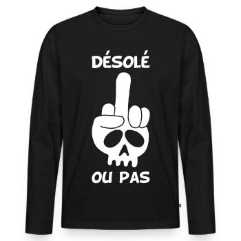 Crâne blanc malpoli - T-shirt manches longues Premium bio Homme - noir - Devant - Nico (187cm)