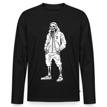 Weißes Musikliebhaber-Skelett - Männer Premium Bio Langarmshirt - Schwarz - Vorne - Nico (187cm)