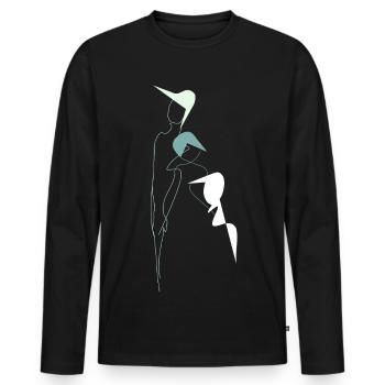 Stilisiertes Familienporträt - Männer Premium Bio Langarmshirt - Schwarz - Vorne - Nico (187cm)