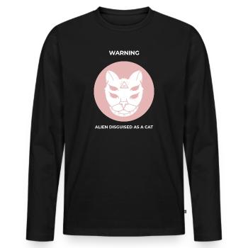 Avertissement! Alien déguisé en chat - T-shirt manches longues Premium bio Homme - noir - Devant - Nico (187cm)