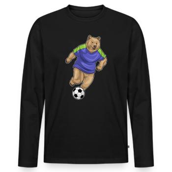 Bär Fußballspieler Fußball - Männer Premium Bio Langarmshirt - Schwarz - Vorne - Nico (187cm)