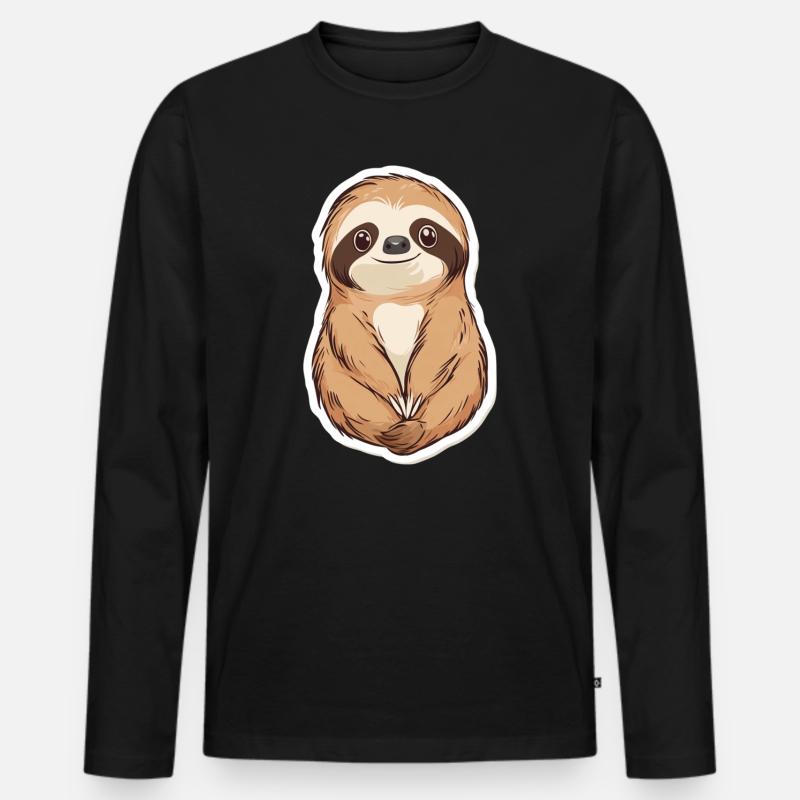 Faultier - Männer Premium Bio Langarmshirt - Schwarz