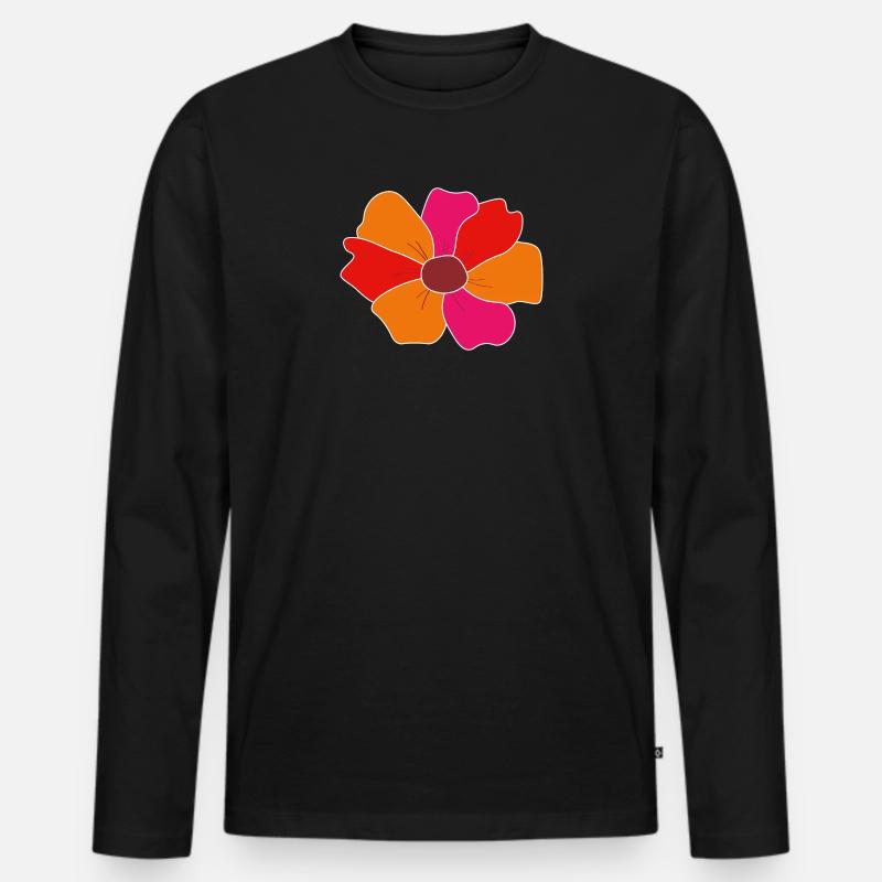 Flower - Männer Premium Bio Langarmshirt - Schwarz