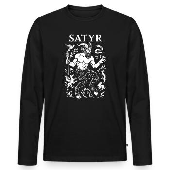 Mythical Satyr with Botanical Motifs - Men's Premium Organic Long Sleeve Shirt - black - Front - Nico (187cm)