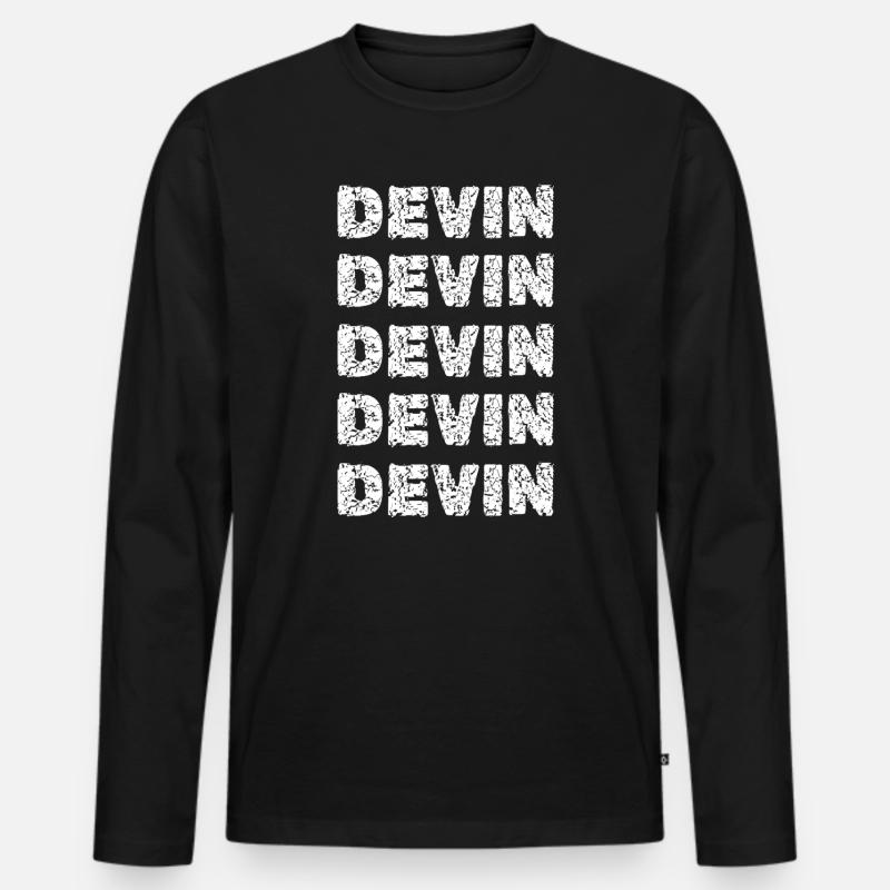 Devin als Devin - Männer Premium Bio Langarmshirt - Schwarz