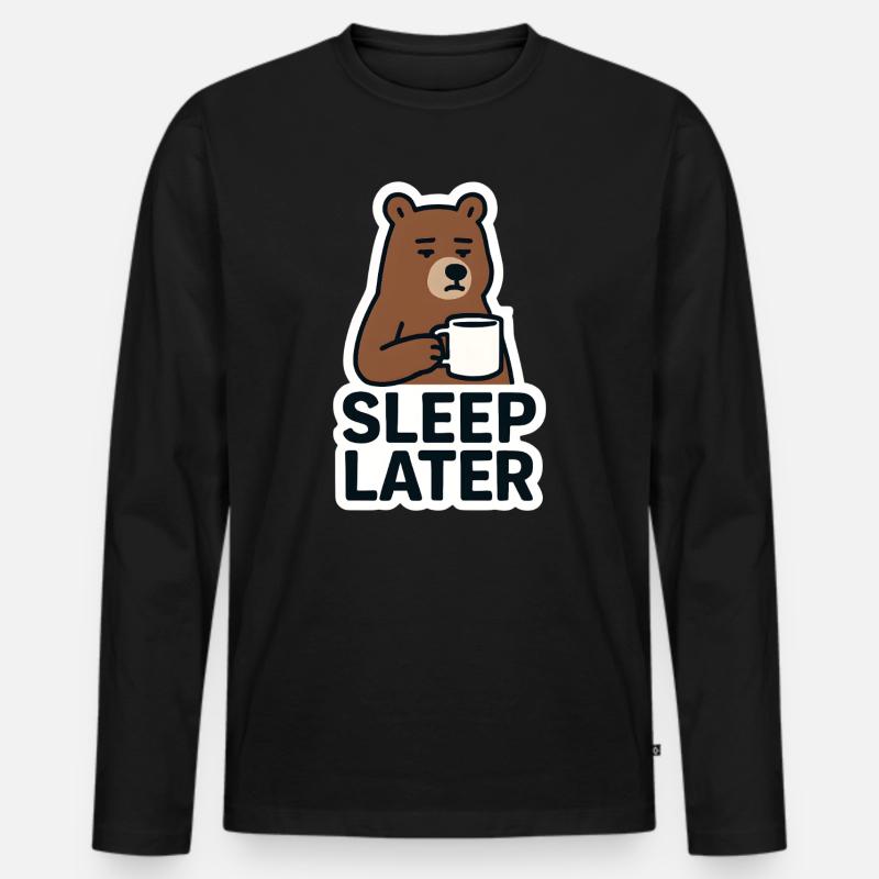 Bär Ruhiger Schlaf Später Illustration - Männer Premium Bio Langarmshirt - Schwarz