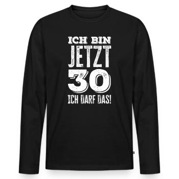 Funny 30th birthday gift - Men's Premium Organic Long Sleeve Shirt - black - Front - Nico (187cm)