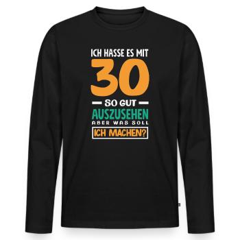 Funny 30th birthday gift - Men's Premium Organic Long Sleeve Shirt - black - Front - Nico (187cm)