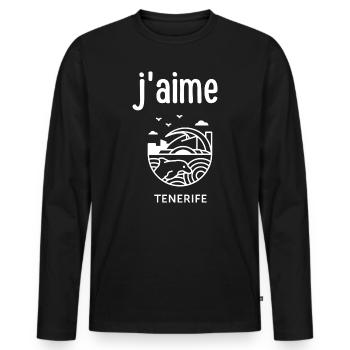 Paysage marin de Tenerife en silhouette - T-shirt manches longues Premium bio Homme - noir - Devant - Nico (187cm)