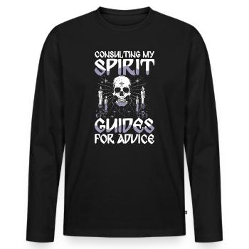 Consulter mes guides spirituels pour obtenir des conseils Crâne - T-shirt manches longues Premium bio Homme - noir - Devant - Nico (187cm)
