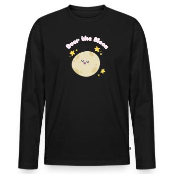 Over_the_Moon Phrasen Slang Redewendung lustig niedlichdesign - Männer Premium Bio Langarmshirt - Schwarz - Vorne - Nico (187cm)