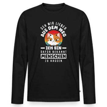 Écarte-toi de mon chemin – je déteste les gens - T-shirt manches longues Premium bio Homme - noir - Devant - Nico (187cm)