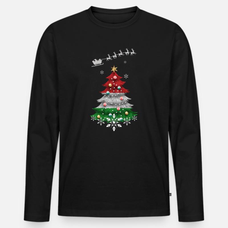 Weihnachtsbaum mit Ungarn Flagge - Männer Premium Bio Langarmshirt - Schwarz