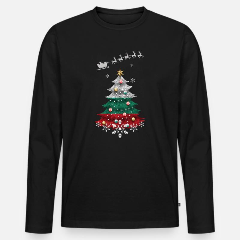 Weihnachtsbaum mit bulgarischer Flagge - Männer Premium Bio Langarmshirt - Schwarz