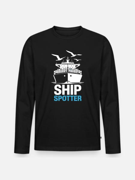 Ship Spotter Passion Maritime - Men's Premium Organic Long Sleeve Shirt - black