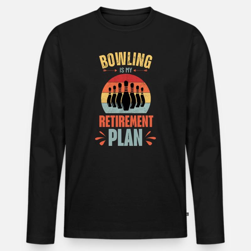 Bowling ist mein Altersvorsorgeplan - Männer Premium Bio Langarmshirt - Schwarz