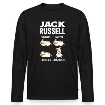 Drôle de Jack Russell Propriétaire Cadeau - T-shirt manches longues Premium bio Homme - noir - Devant - Nico (187cm)