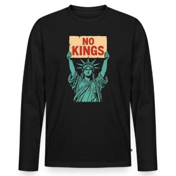 No Kings Patriotic Anti-Monarchy Liberty USA - Men's Premium Organic Long Sleeve Shirt - black - Front - Nico (187cm)