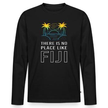 Fidji - T-shirt manches longues Premium bio Homme - noir - Devant - Nico (187cm)