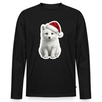 White arctic fox in deep snow - Men's Premium Organic Long Sleeve Shirt - black - Front - Nico (187cm)