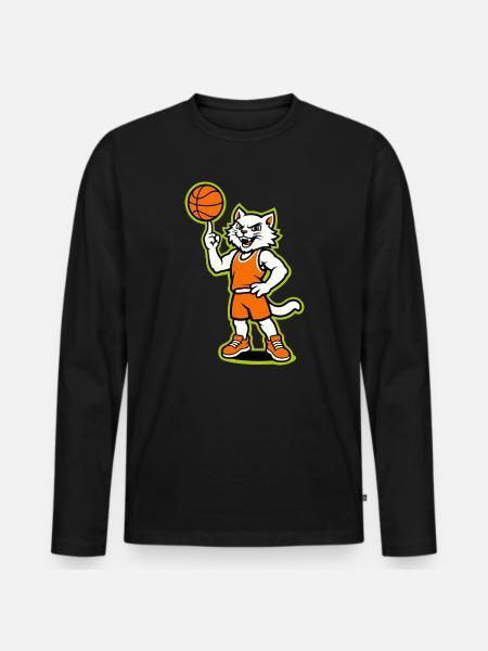 Basketball-Katzen-Maskottchen in Orange - Männer Premium Bio Langarmshirt - Schwarz
