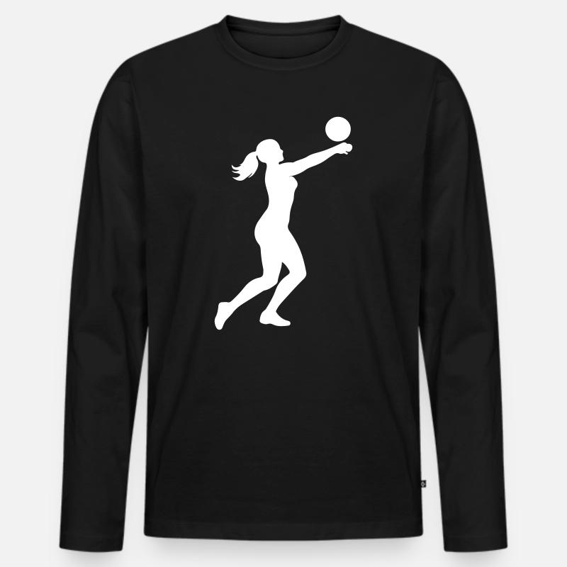 Volleyball Silhouette - Männer Premium Bio Langarmshirt - Schwarz