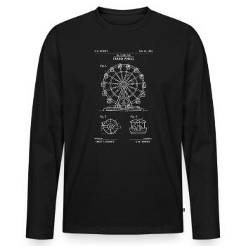 Croquis de la grande roue de plans - T-shirt manches longues Premium bio Homme - noir - Devant - Nico (187cm)