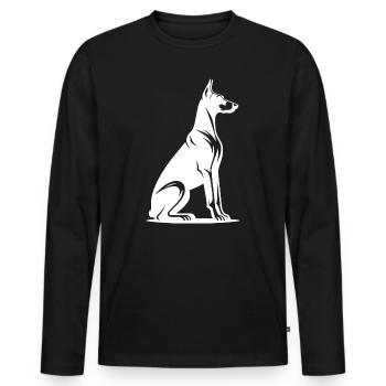 Silhouette du chien de garde doberman loyal - T-shirt manches longues Premium bio Homme - noir - Devant - Nico (187cm)