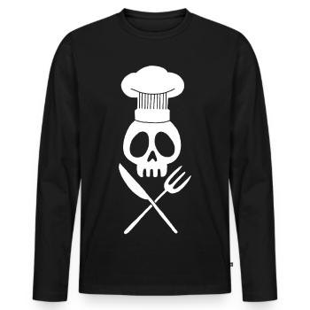 Cook's Skull (Weiß) - Männer Premium Bio Langarmshirt - Schwarz - Vorne - Nico (187cm)
