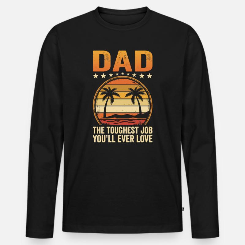 Dad's Toughest Job Sunset Tee - Männer Premium Bio Langarmshirt - Schwarz