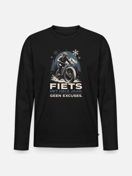 Vélo Toute l'Année - Pas d'Excuses Design - T-shirt manches longues Premium bio Homme - noir