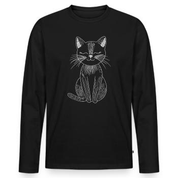 Cat Sketch - Men's Premium Organic Long Sleeve Shirt - black - Front - Nico (187cm)