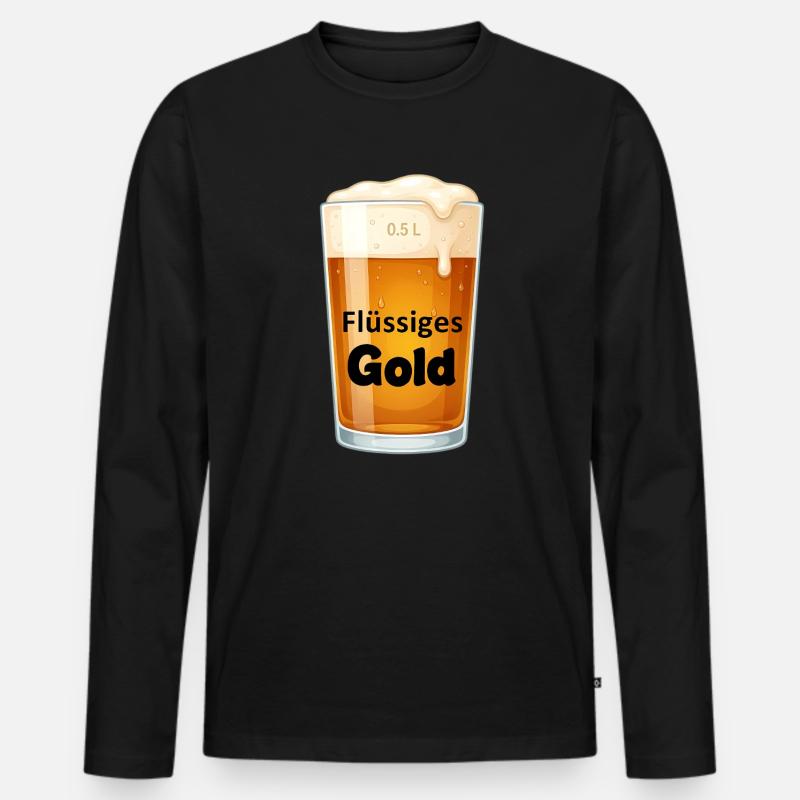 Flüssiges Gold Pint Design - Männer Premium Bio Langarmshirt - Schwarz