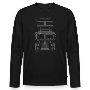 Vintage 1940s Double Decker Bus Line Drawing - Men's Premium Organic Long Sleeve Shirt - black - Front - Nico (187cm)