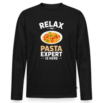 Pasta Noodles Spaghetti Gift - Men's Premium Organic Long Sleeve Shirt - black - Front - Nico (187cm)
