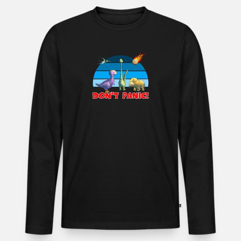 Dinos - Männer Premium Bio Langarmshirt - Schwarz