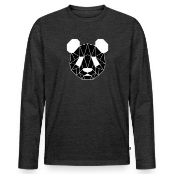 Panda - Männer Premium Bio Langarmshirt - Anthrazit meliert - Vorne - Nico (187cm)
