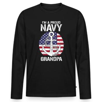 I'm A Proud Navy Grandpa US Veteran Stolzer Opa - Männer Premium Bio Langarmshirt - Schwarz - Vorne - Nico (187cm)