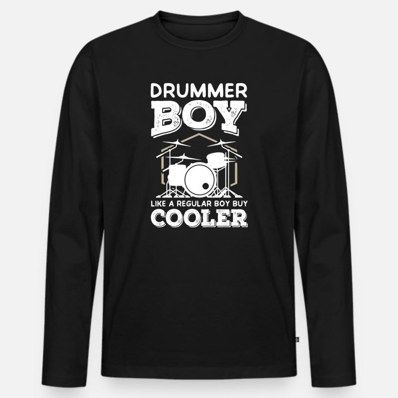 Drummer Boy - Männer Premium Bio Langarmshirt - Schwarz