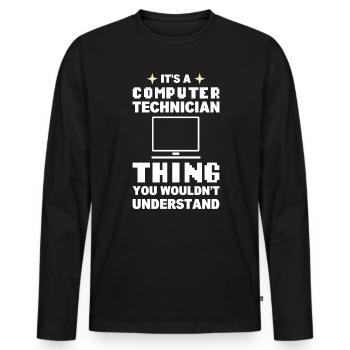 Lustiger Computerfreak Computertechniker - Männer Premium Bio Langarmshirt - Schwarz - Vorne - Nico (187cm)