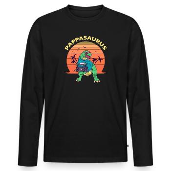 Papasaurus Vatertagsgeschenk Dinosaurier T-Rex Dino - Männer Premium Bio Langarmshirt - Schwarz - Vorne - Nico (187cm)