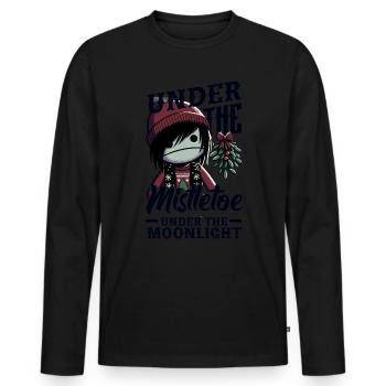 Sous le gui Sous le clair de lune Emocore - T-shirt manches longues Premium bio Homme - noir - Devant - Nico (187cm)