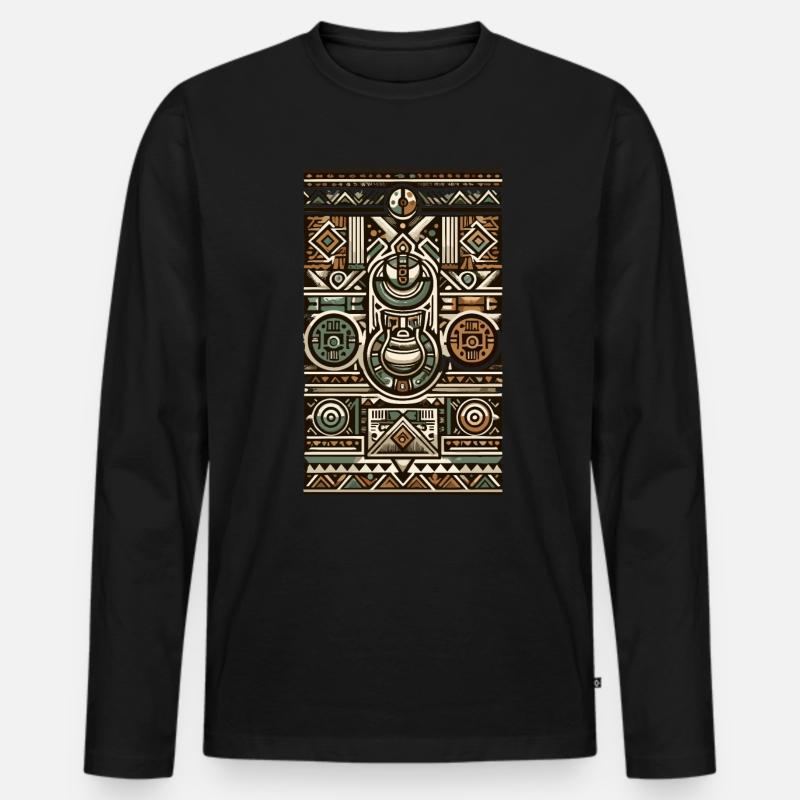 Traditional Ayahuasca Ceremony Patterns - Männer Premium Bio Langarmshirt - Schwarz
